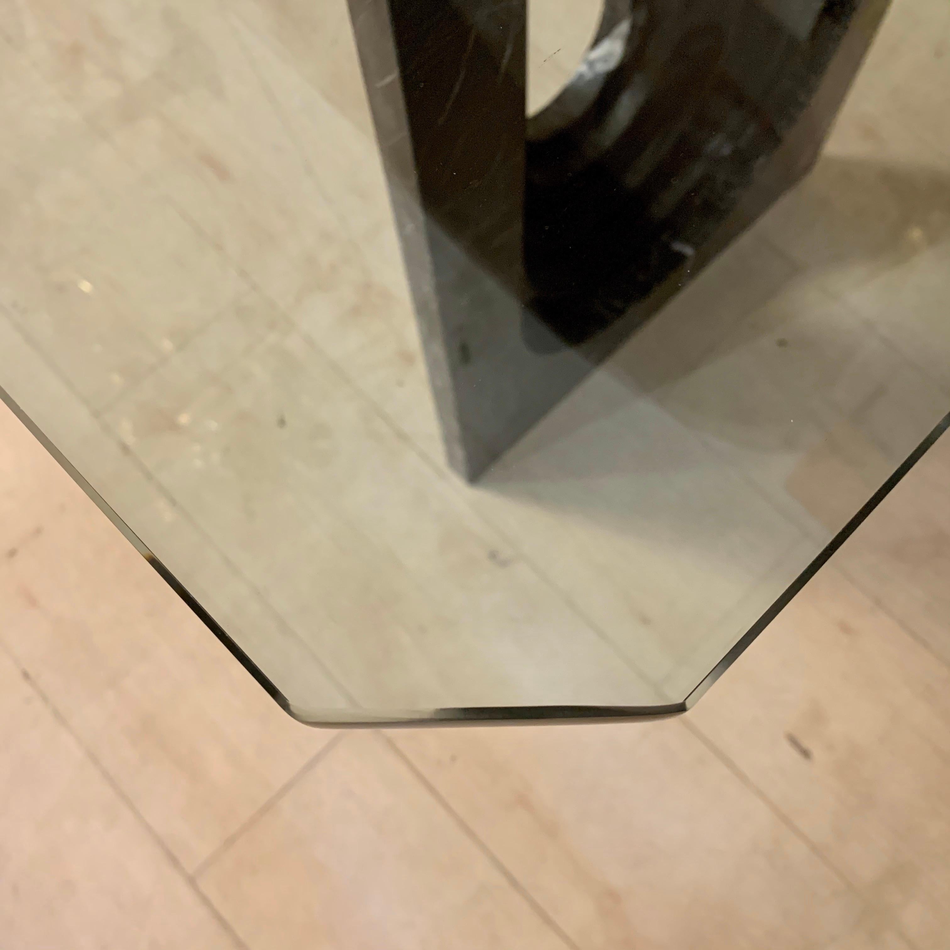 Black Marble Dining Table with Crystal Top, 1970s 9