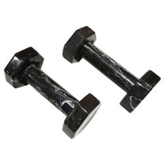 Juego de mancuernas de mármol negro