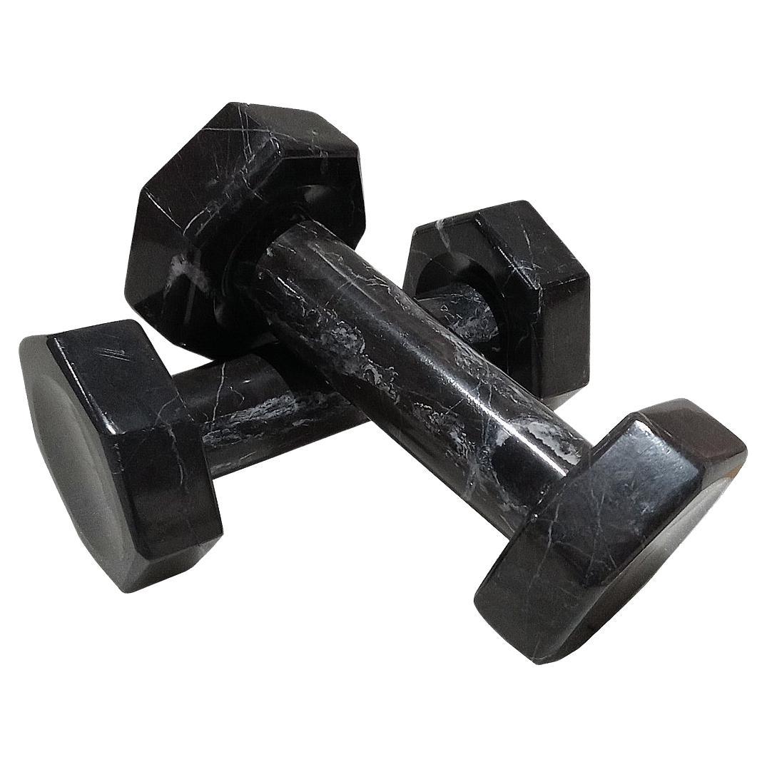 Dumbbell Set in Stainless Steel Covered in Gold Leather, Atelier Biagetti  For Sale at 1stDibs