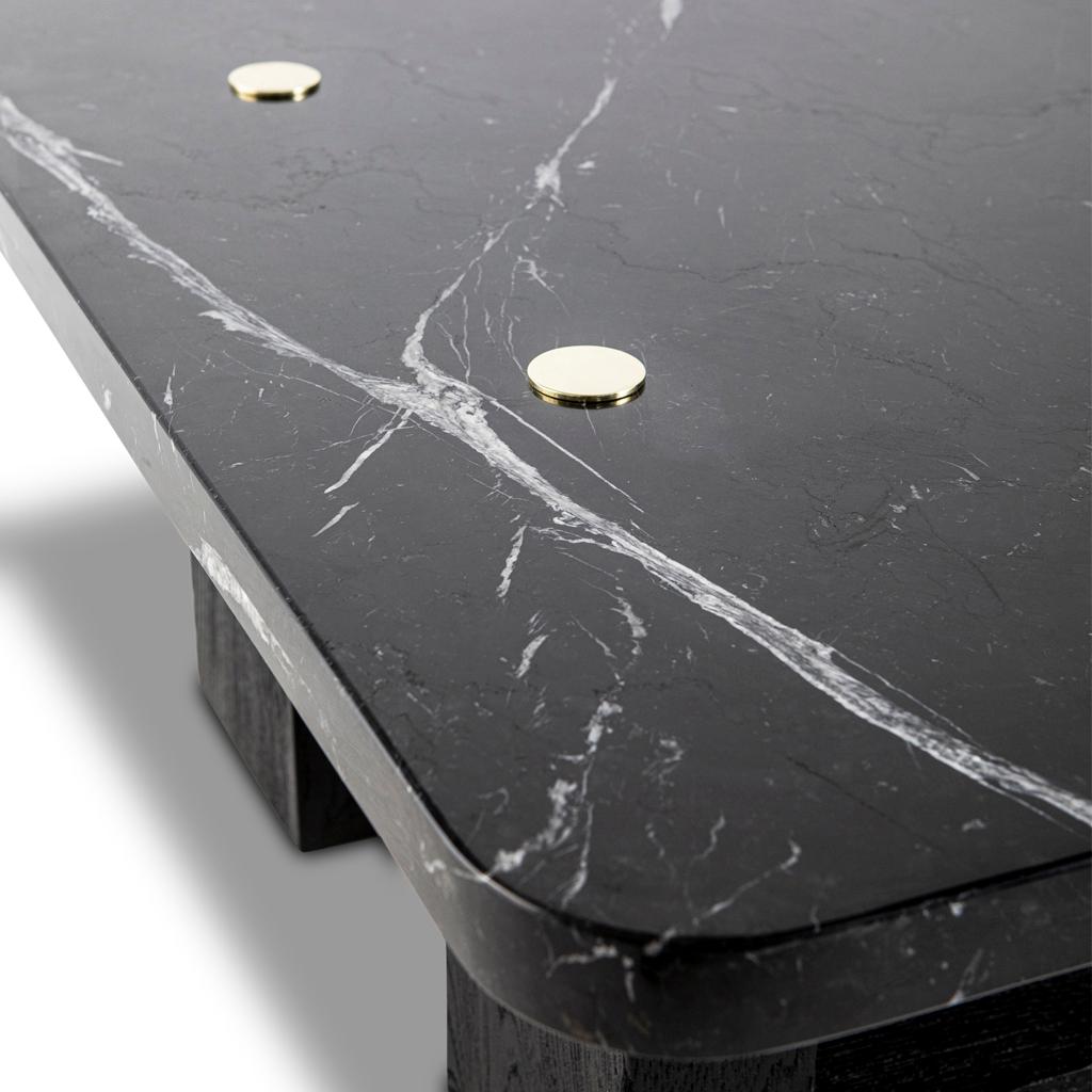 Black Marble, Ebonized Oak & Brass Jewel Coffee Table by Egg Designs In New Condition For Sale In Bothas Hill, KZN