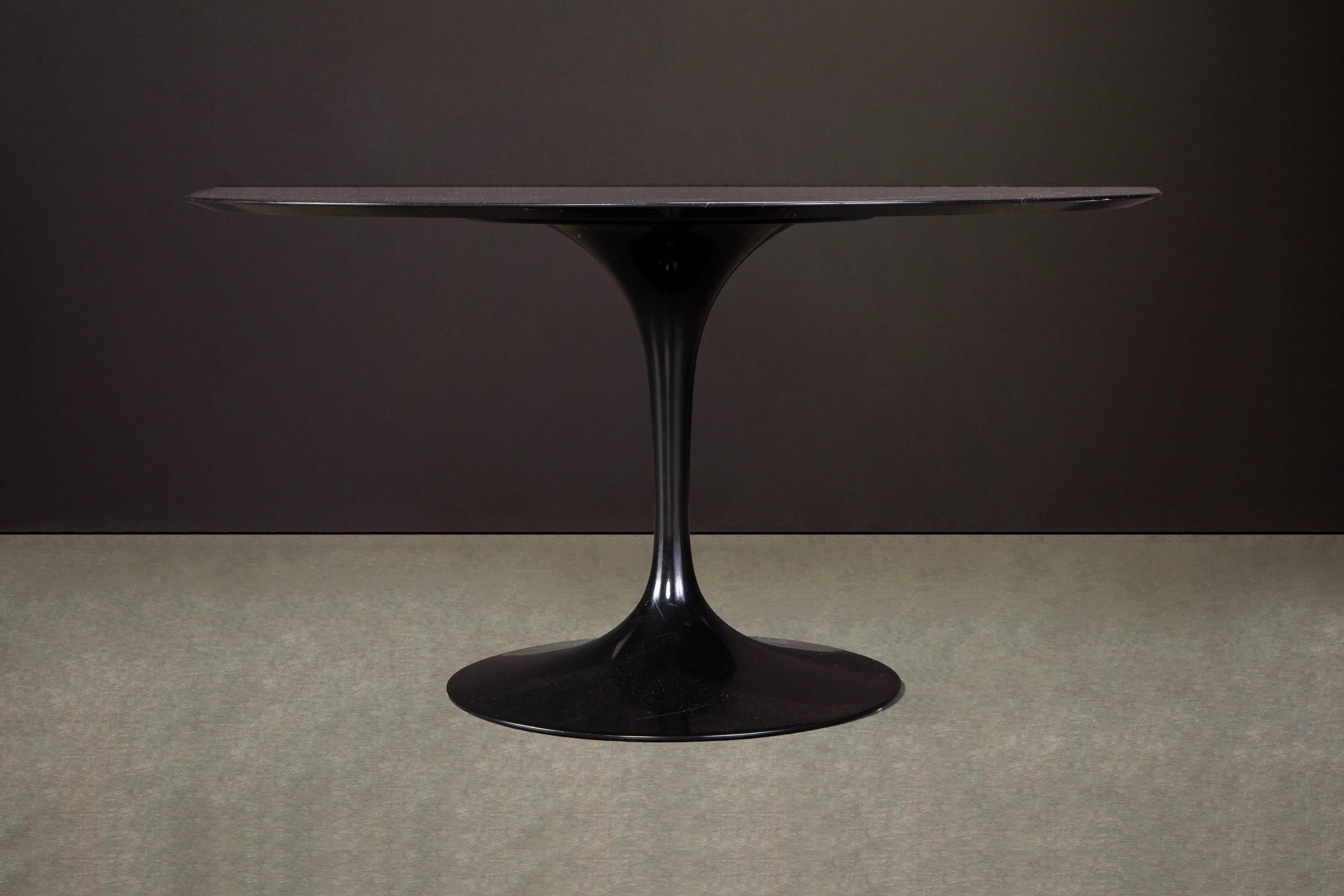 Black Marble Eero Saarinen for Knoll 'Tulip' Pedestal Dining Table, Signed 5