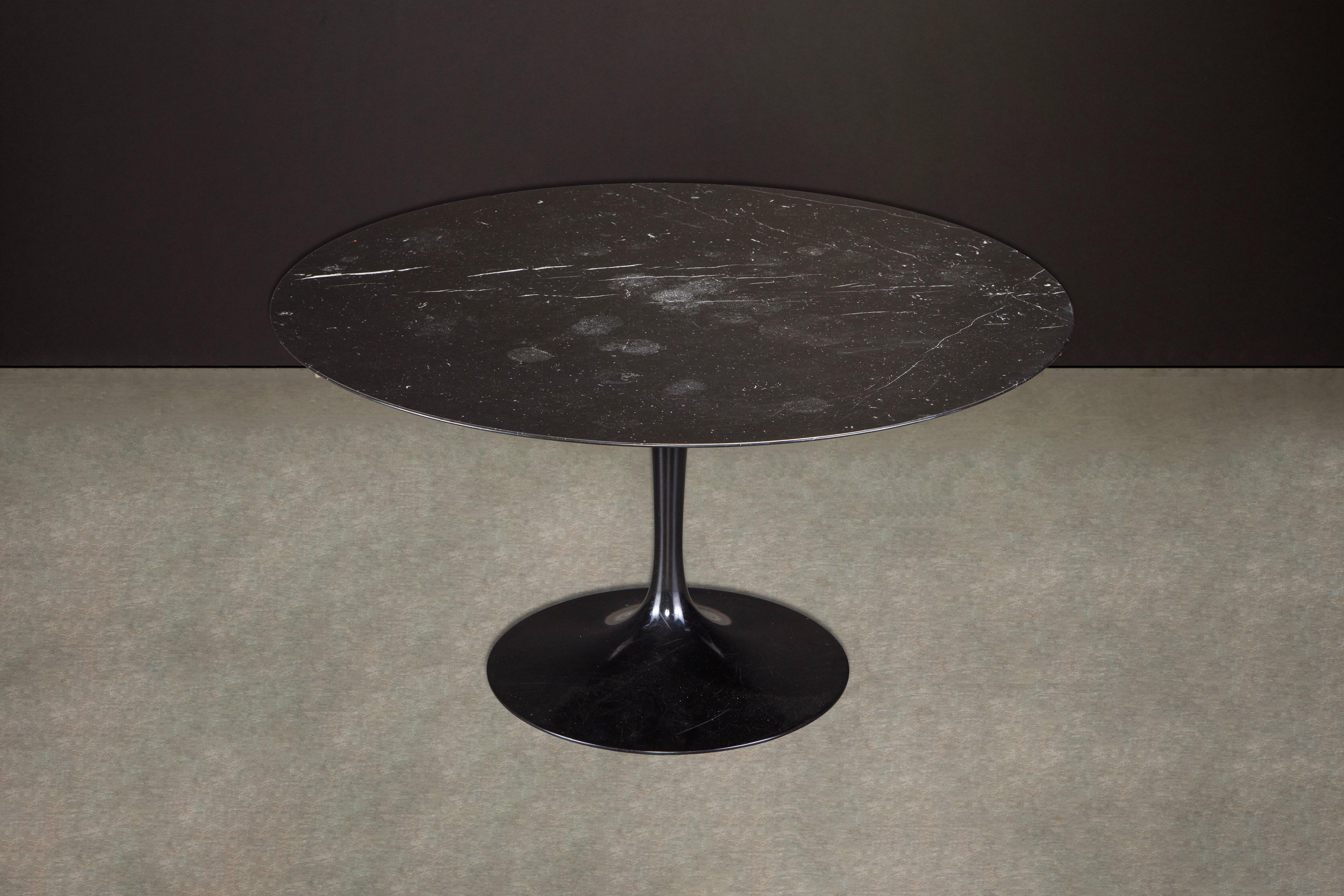 Mid-Century Modern Black Marble Eero Saarinen for Knoll 'Tulip' Pedestal Dining Table, Signed