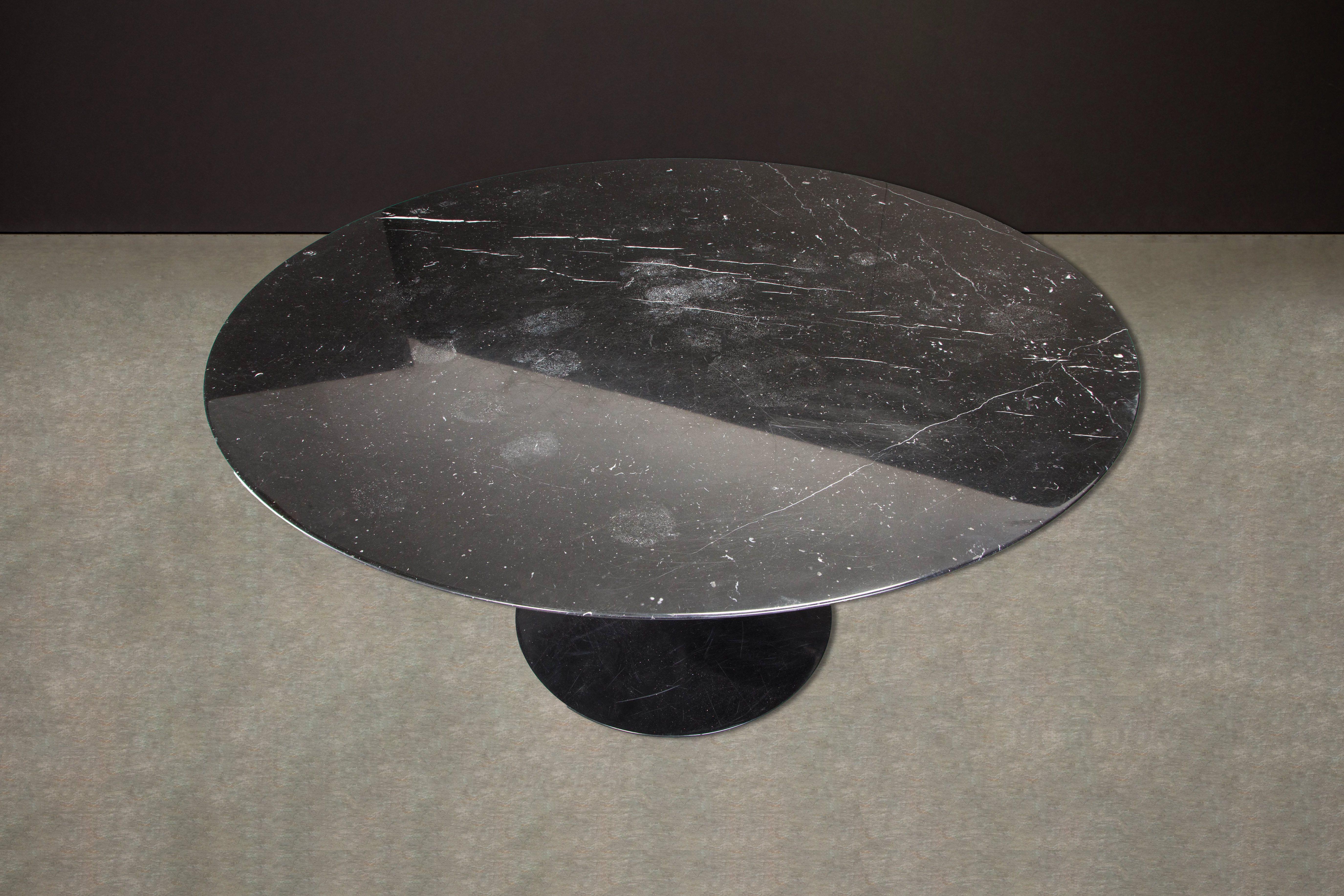 Cast Black Marble Eero Saarinen for Knoll 'Tulip' Pedestal Dining Table, Signed