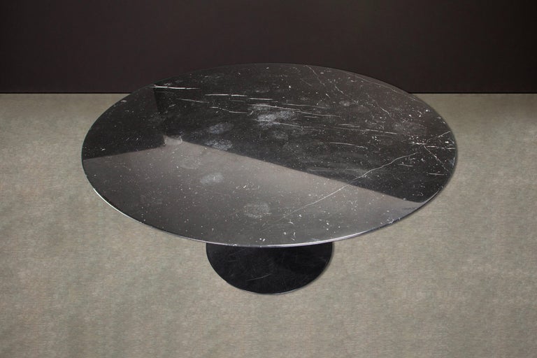 Cast Black Marble Eero Saarinen for Knoll 'Tulip' Pedestal Dining Table, Signed For Sale