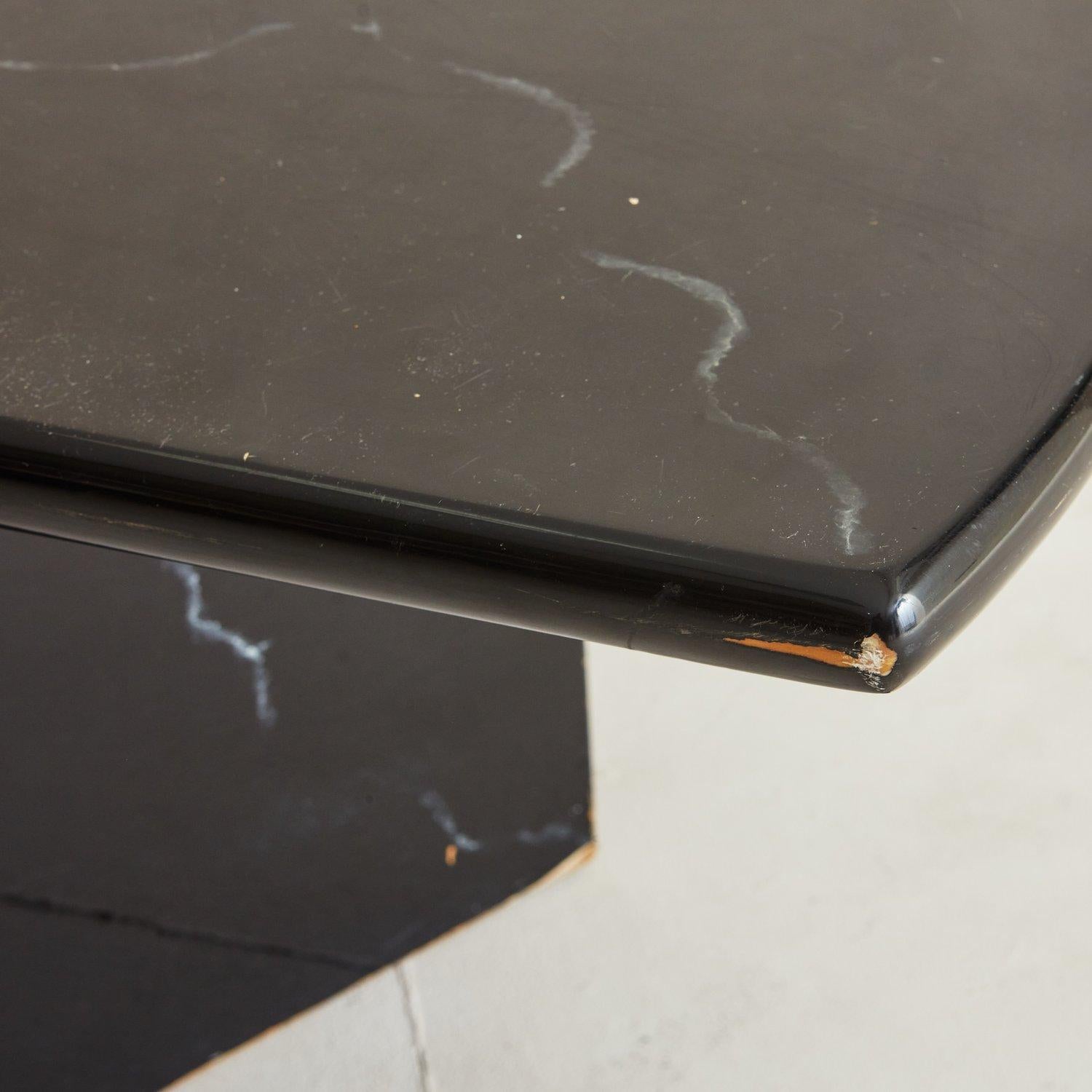 Black Marble Effect Lacquer Swivel Coffee Table, 1980s 3