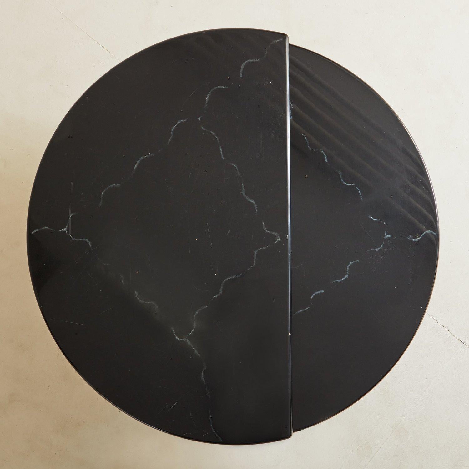 Black Marble Effect Lacquer Swivel Coffee Table, 1980s 4