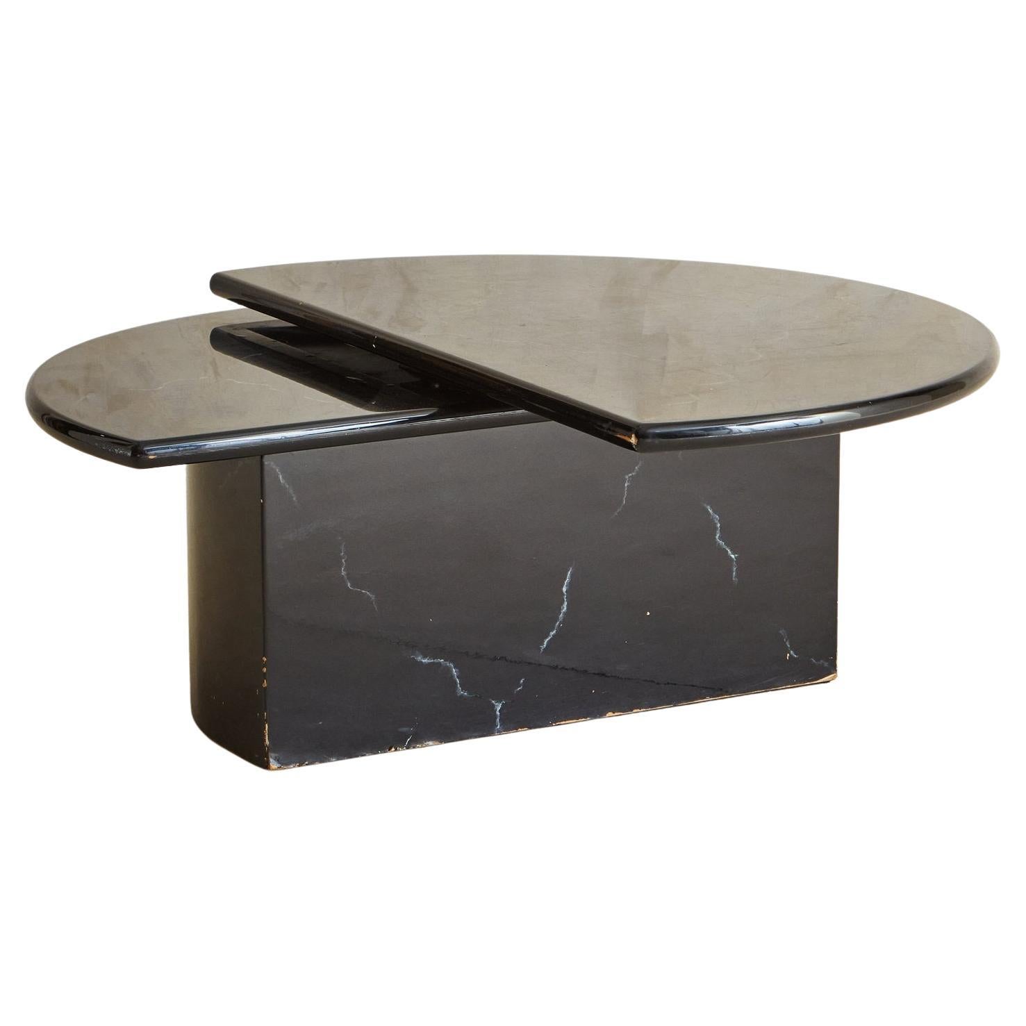 Black Marble Effect Lacquer Swivel Coffee Table, 1980s