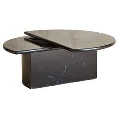 Black Marble Effect Lacquer Swivel Coffee Table, 1980s