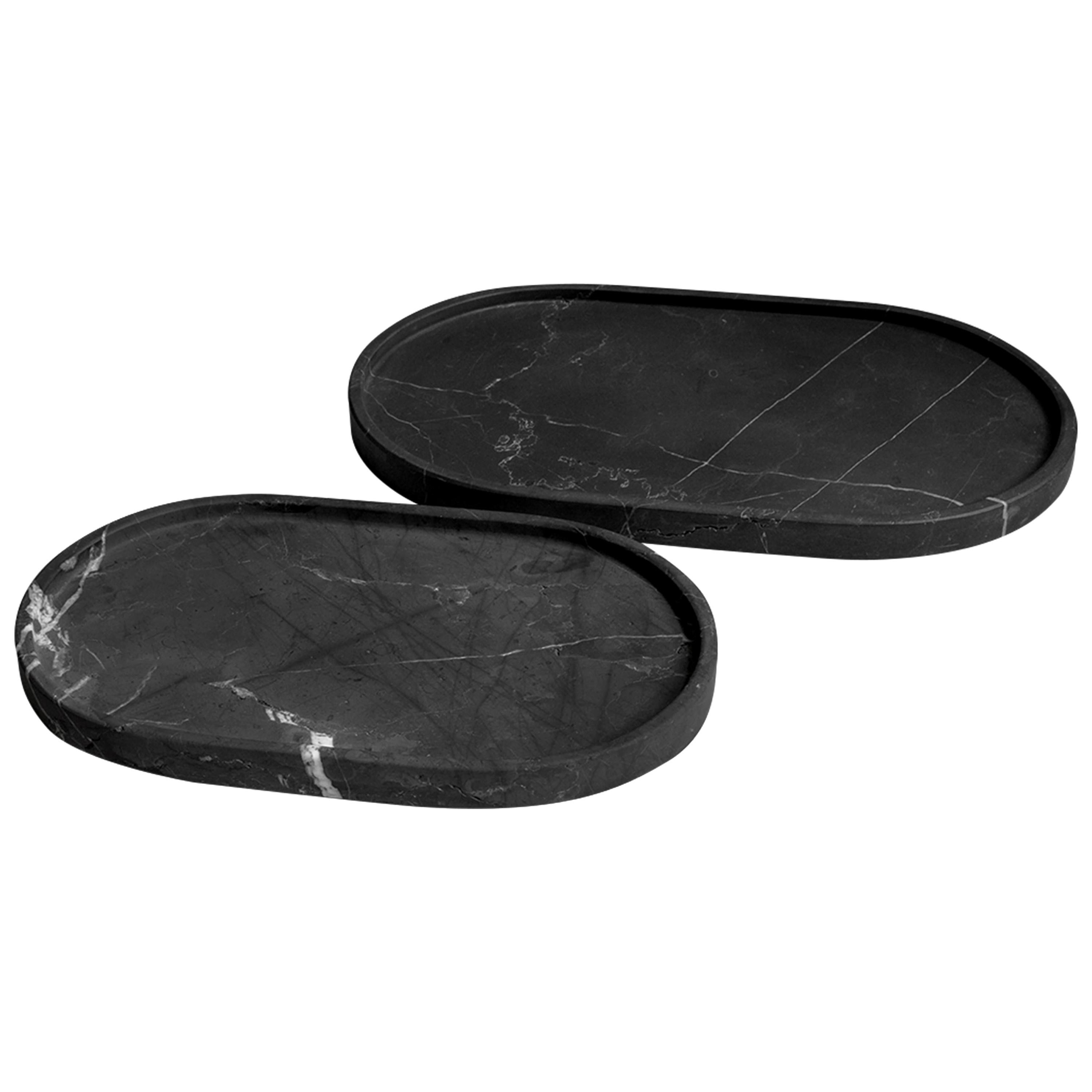 Black Marble Elipse Plates Set