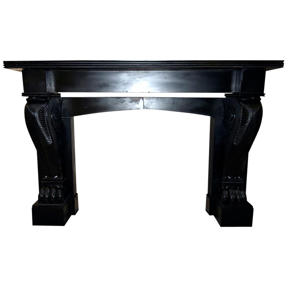 Black Marble Fireplace Mantel, 19th Century For Sale