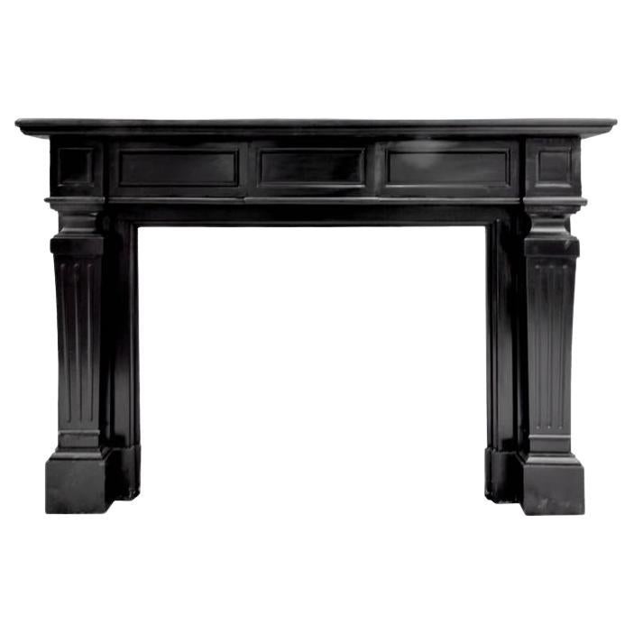 Black marble fireplace mantle from Noir de Mazy 19th Century For Sale