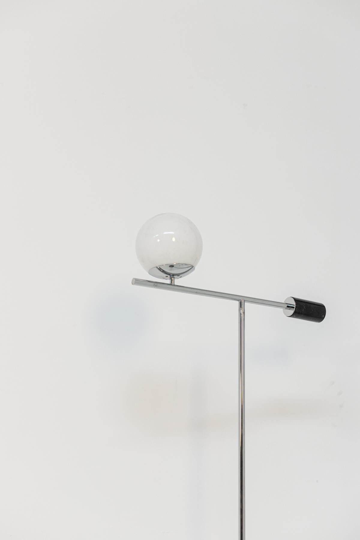 Steel Black Marble Floor Lamp by Vintage Domus For Sale