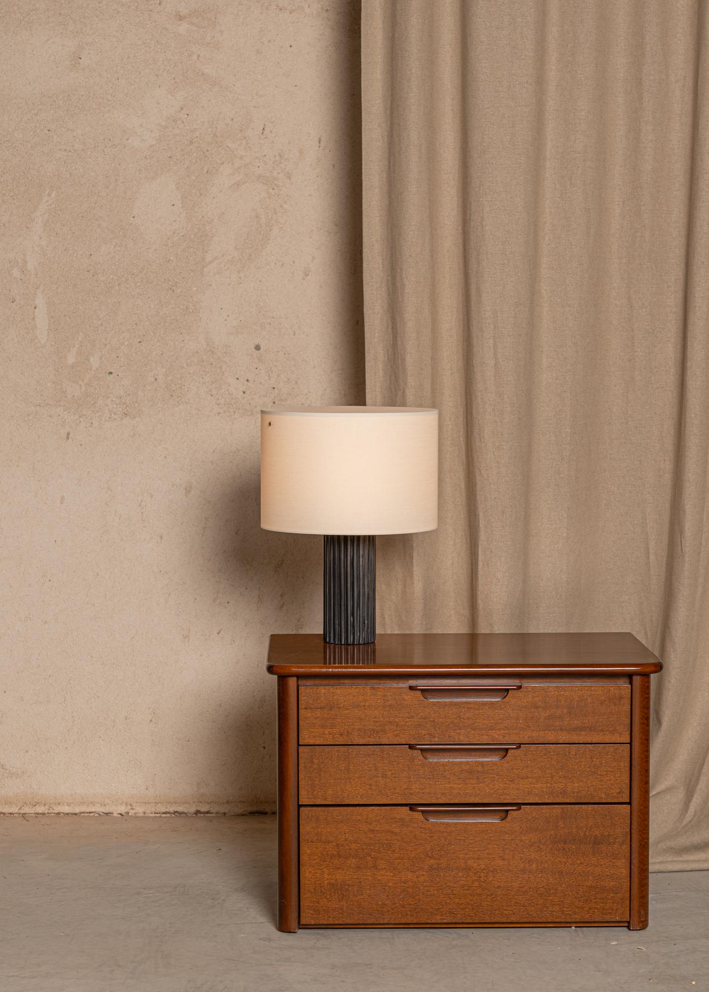 Cotton Black Marble Flutita Table Lamp by Simone & Marcel For Sale