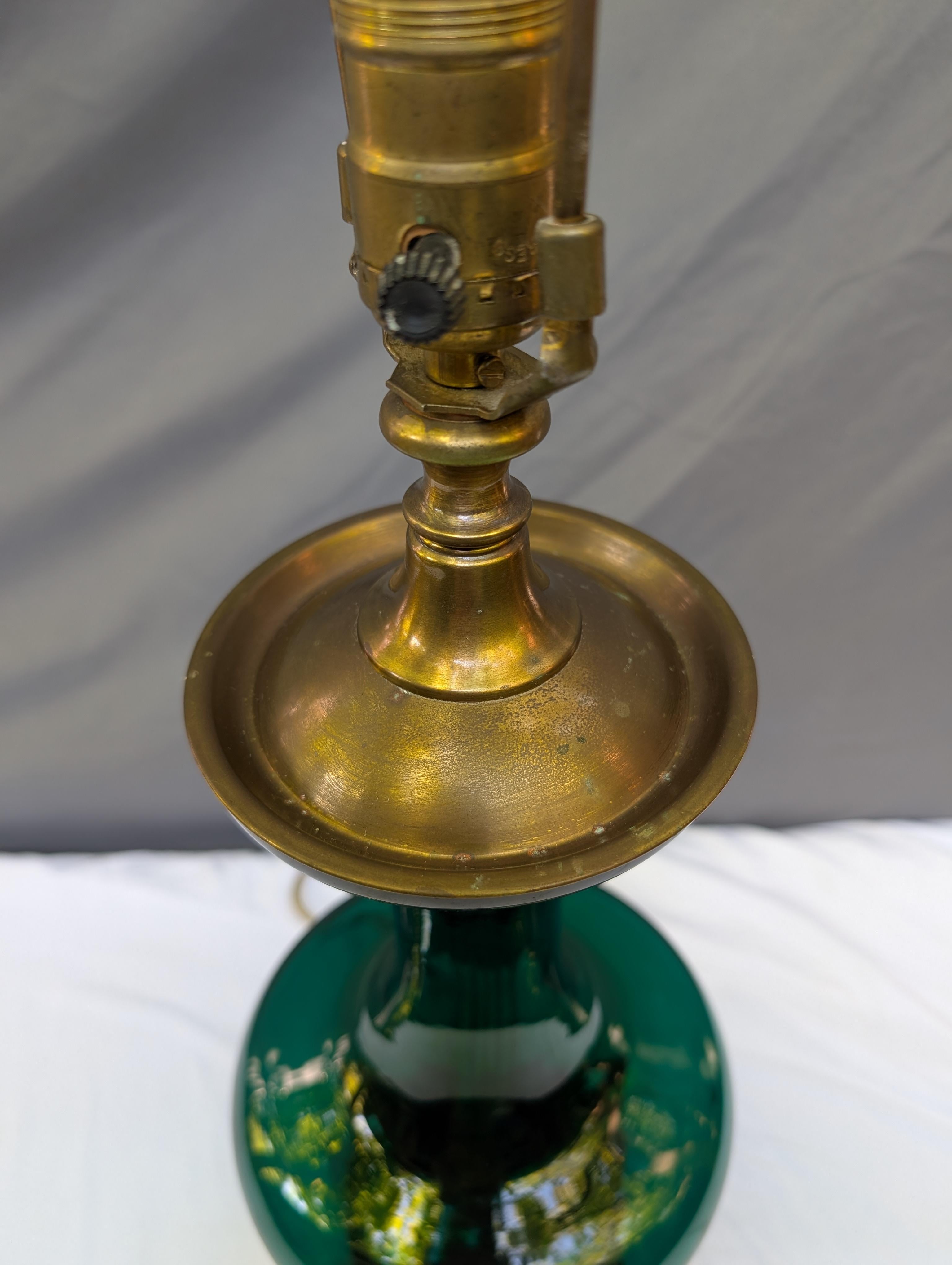 Lámpara de Sobremesa de Cristal Verde Forrest de Mármol Negro en venta 7