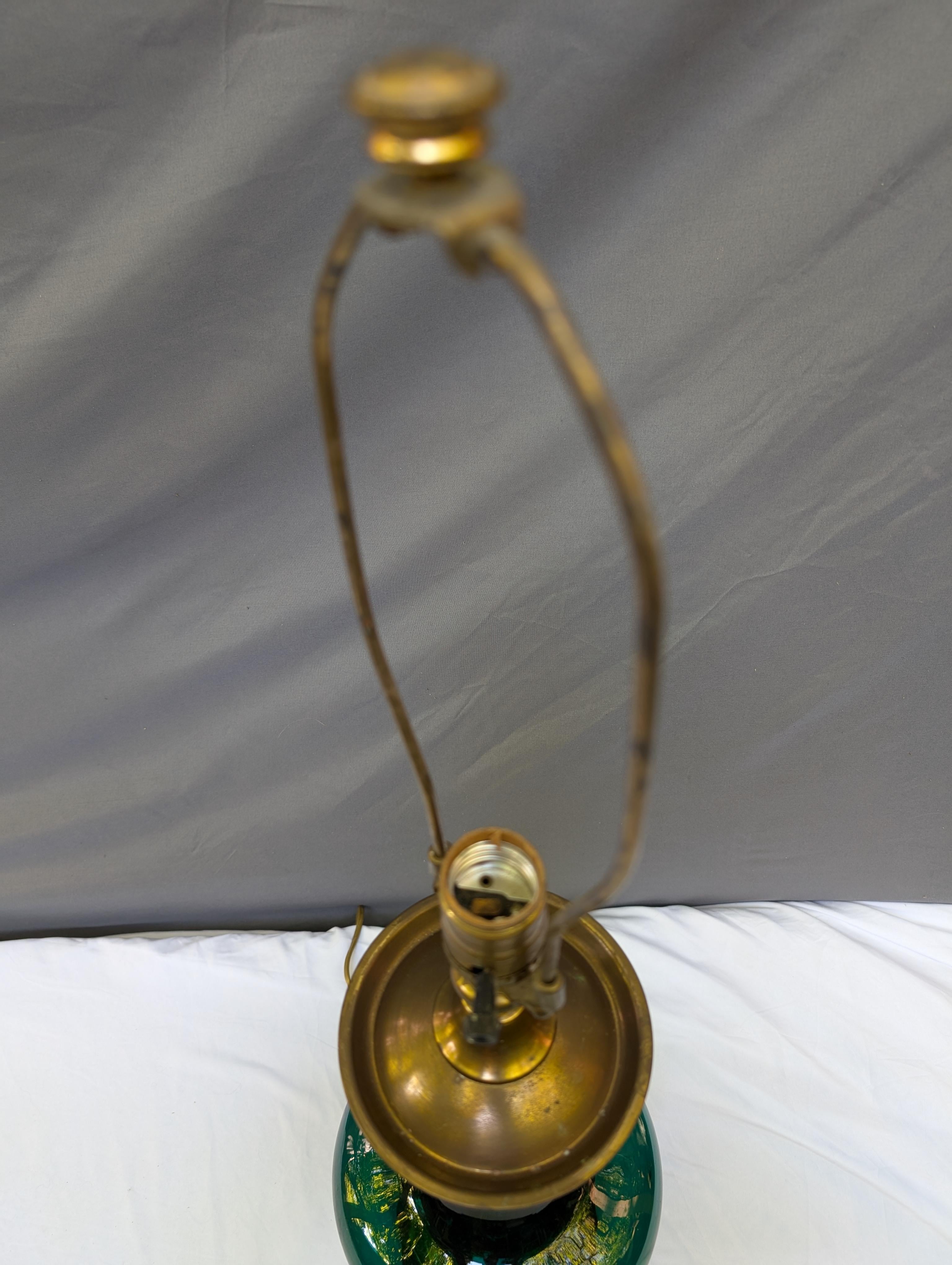 Lámpara de Sobremesa de Cristal Verde Forrest de Mármol Negro en venta 8