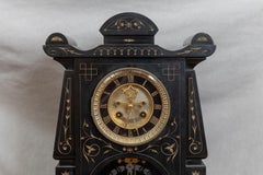 Black Marble French Mantel Clock, circa 1890