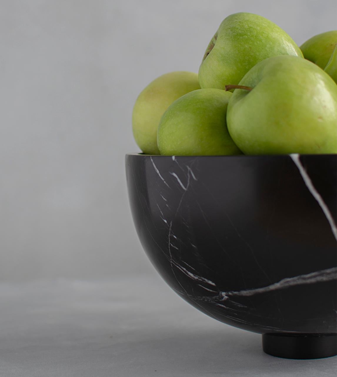 Hand-Crafted Black Marble Fruit Bowl