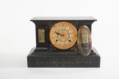 Black Marble / Gilt Ansonian Desk / Mantel Clock