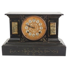 Antique Black Marble / Gilt Ansonian Desk / Mantel Clock