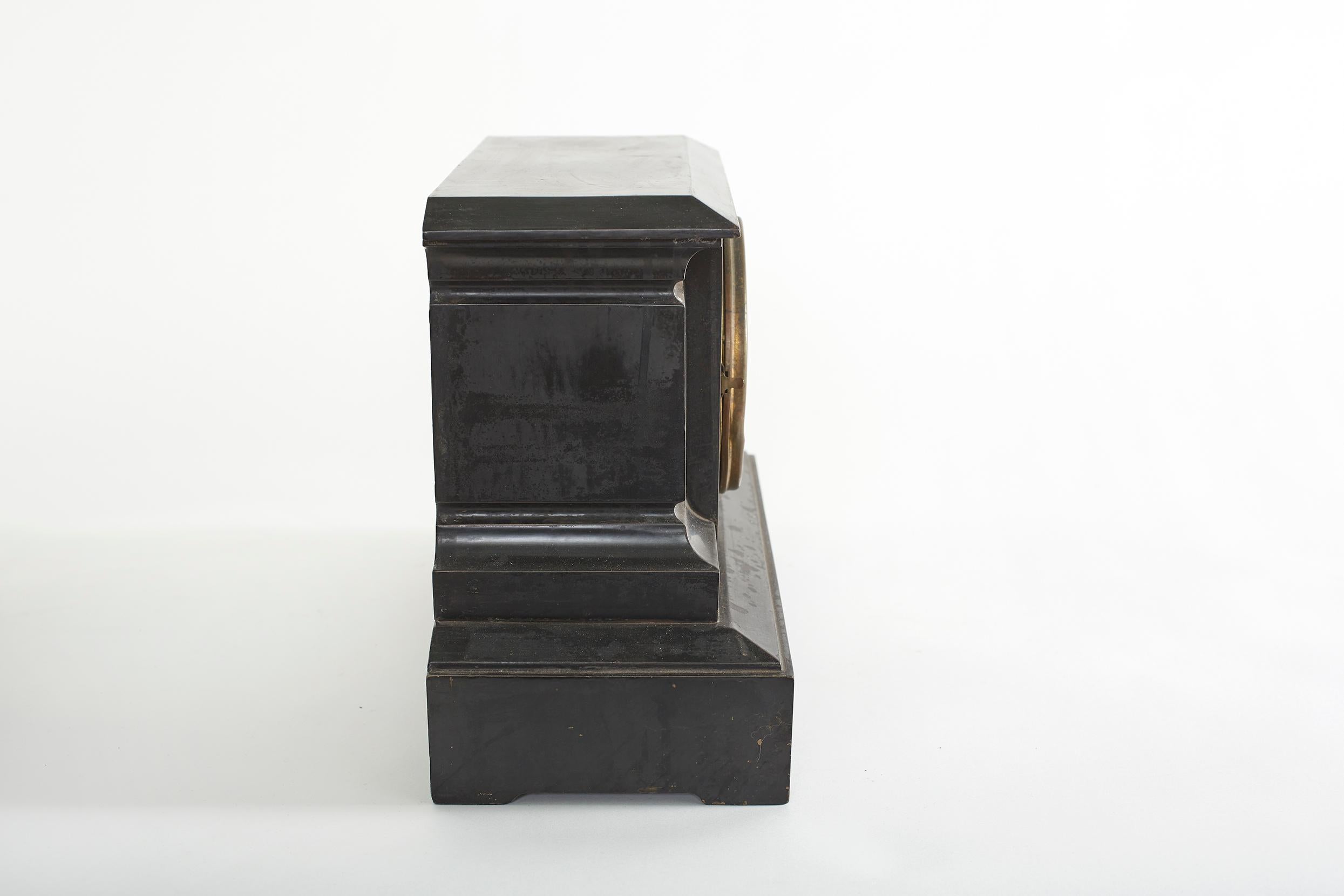Black Marble / Gilt Ansonian Mantel / Desk Clock 4