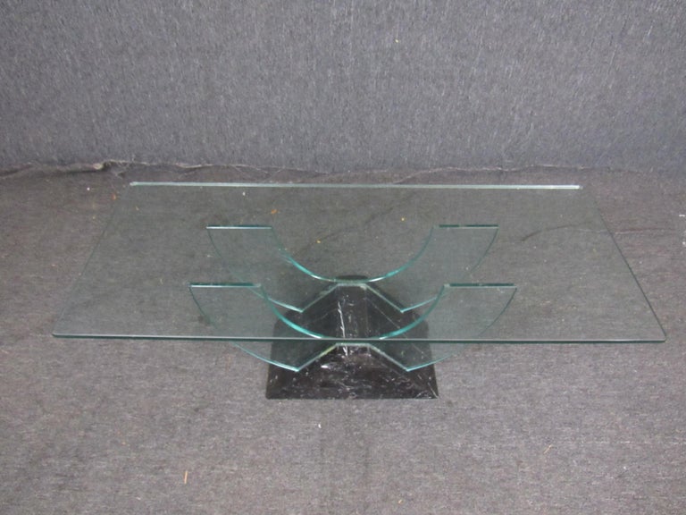 Black Marble and Glass Italian Coffee Table For Sale at 1stDibs