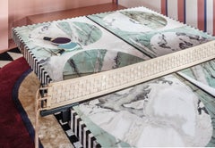 Black Marble Green Onyx 12-Seat Ping Pong Dining Table