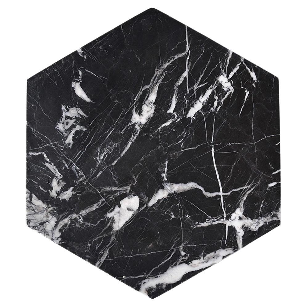 Sechseckige Platte aus schwarzem Marmor im Angebot