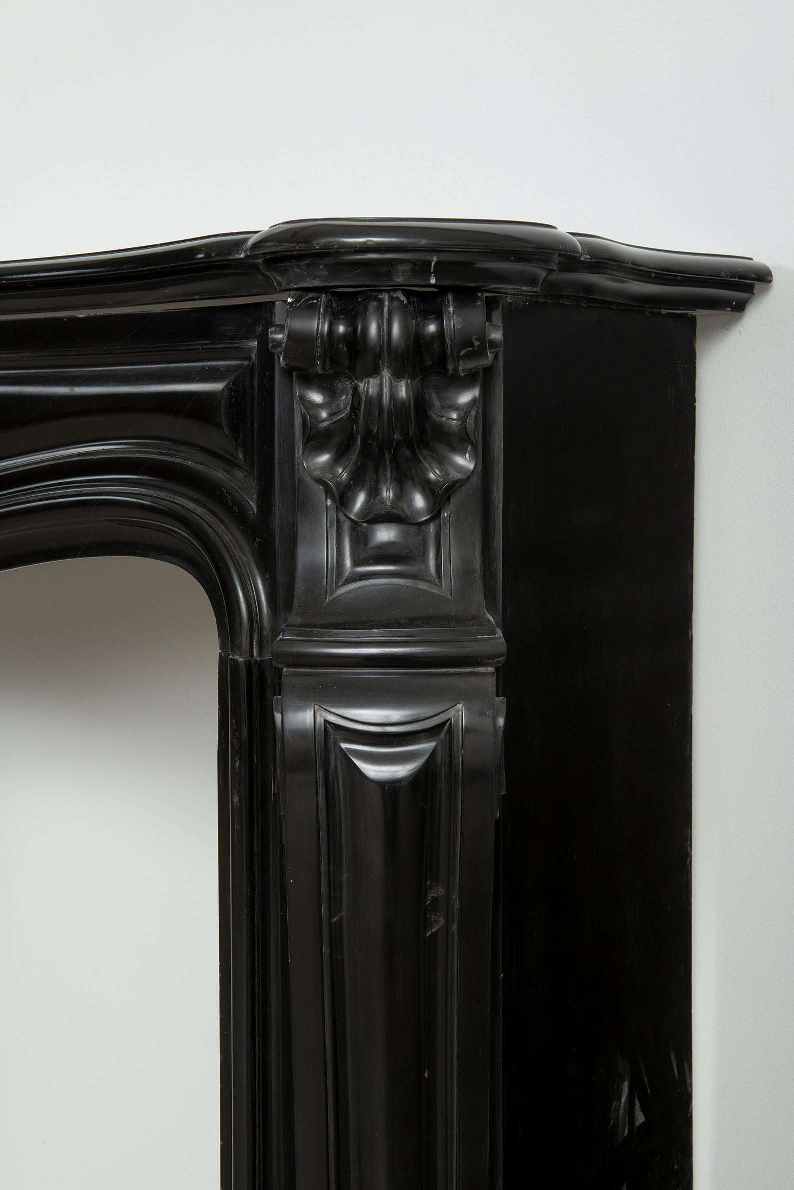 Black Marble Louis XV Fireplace Mantel, 19th Century For Sale 11