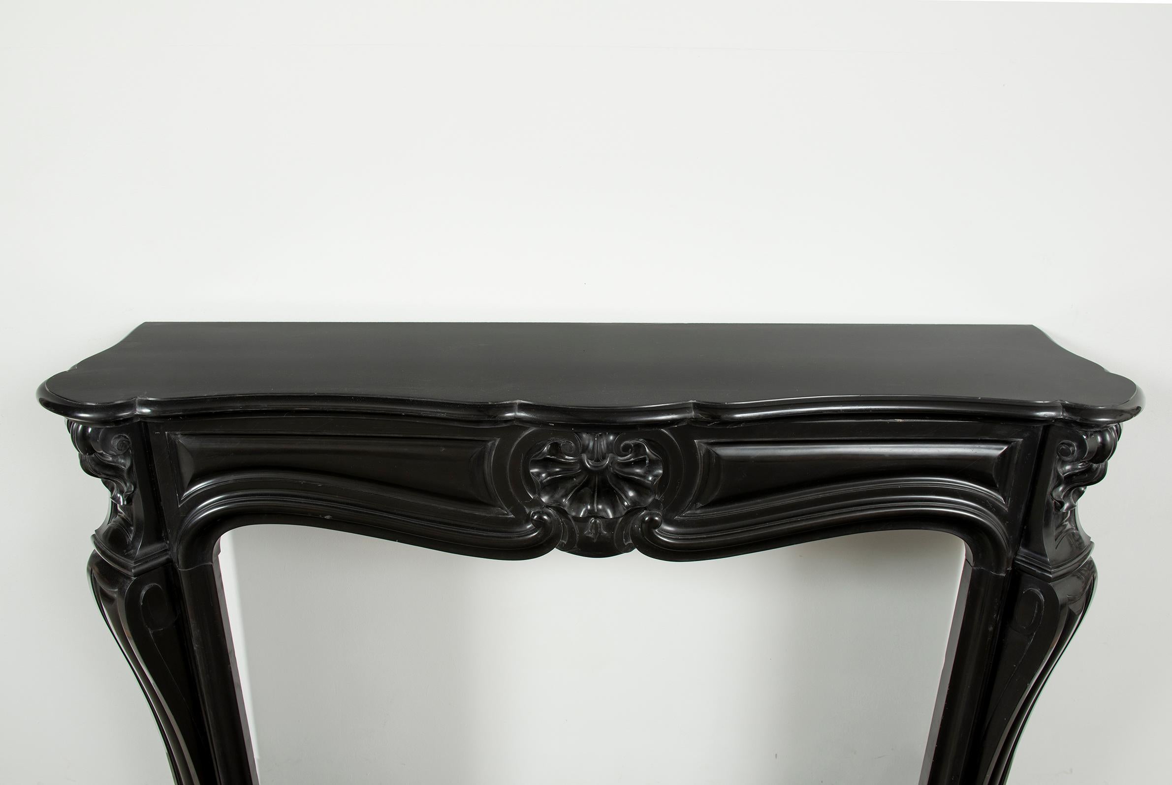 Black Marble Louis XV Fireplace Mantel, 19th Century For Sale 14