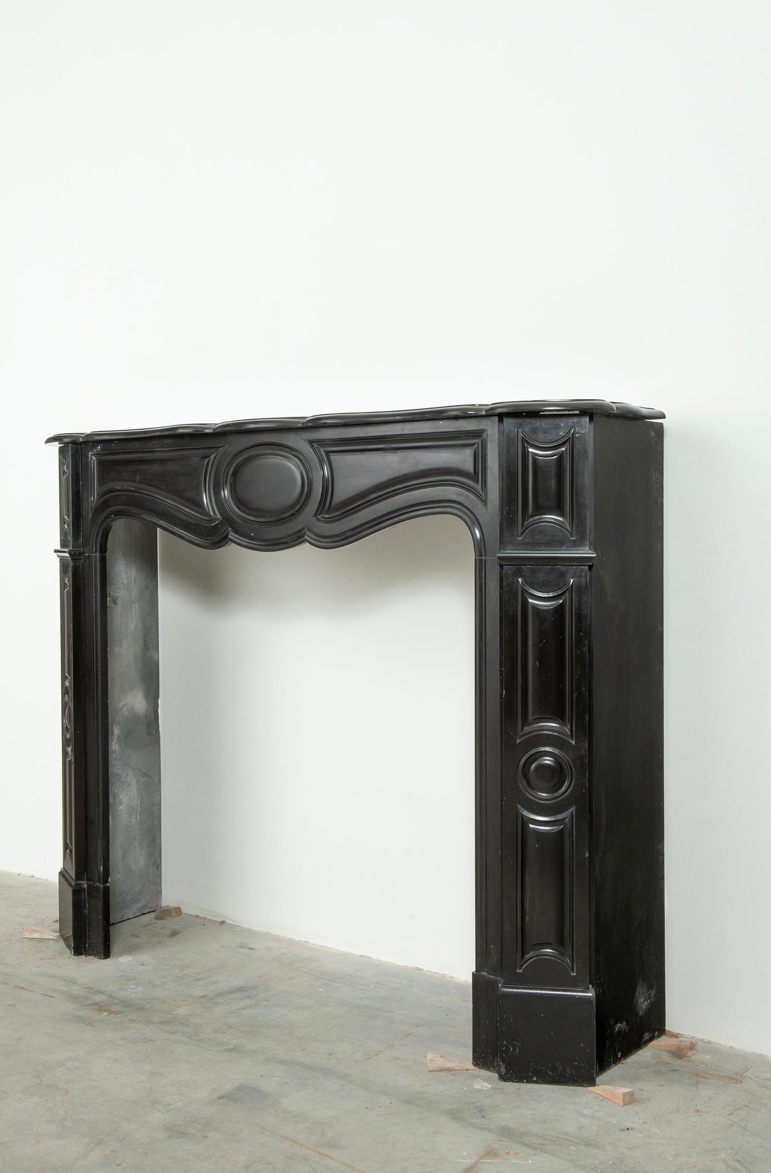 19th Century Black Marble Louis XV Fireplace Mantel For Sale