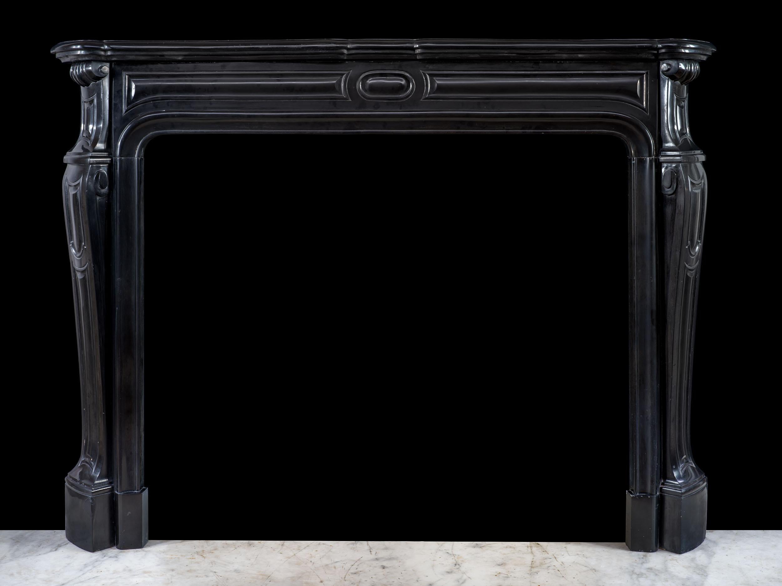 Late 19th Century Black Marble Louis XV Fireplace Mantel  For Sale