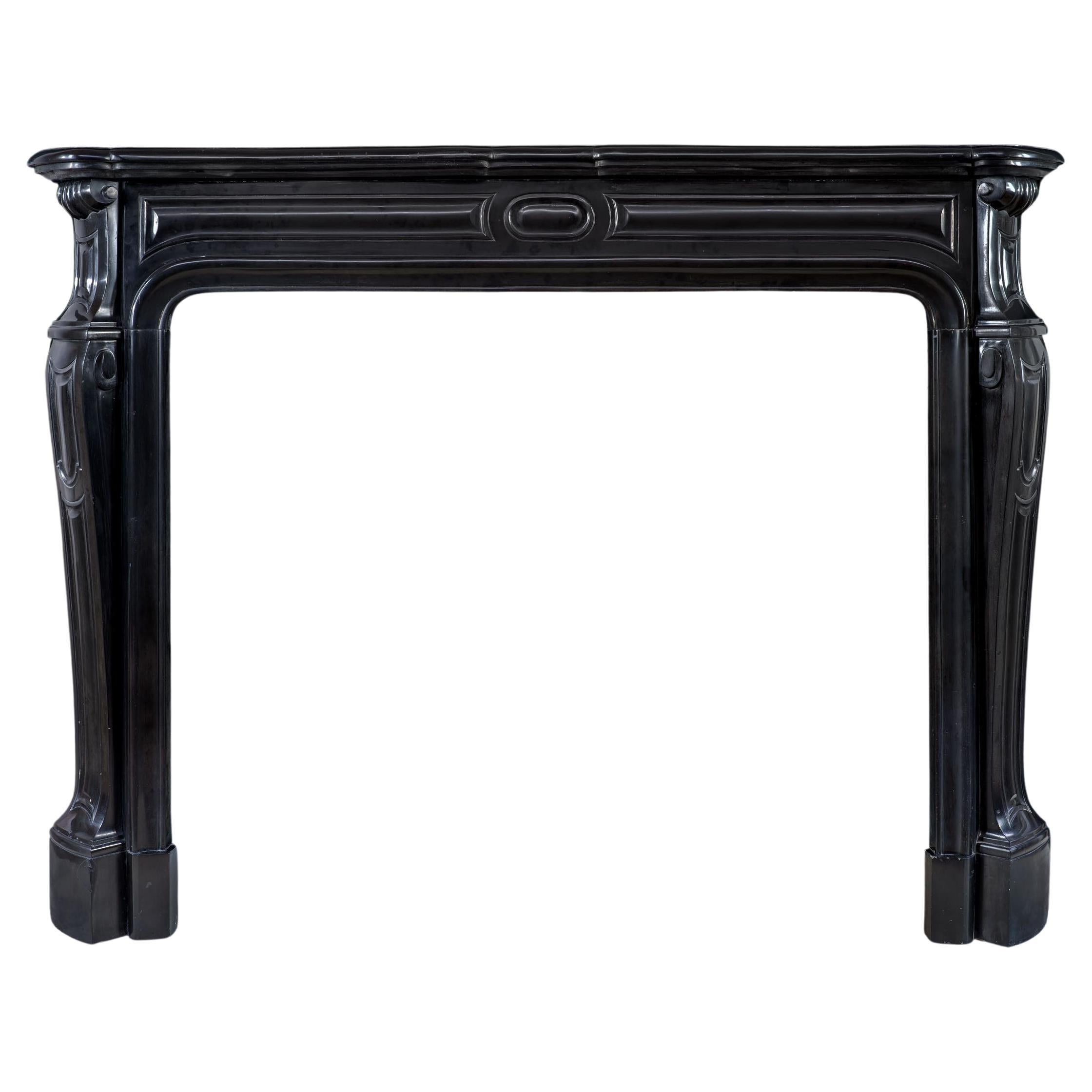 Black Marble Louis XV Fireplace Mantel  For Sale