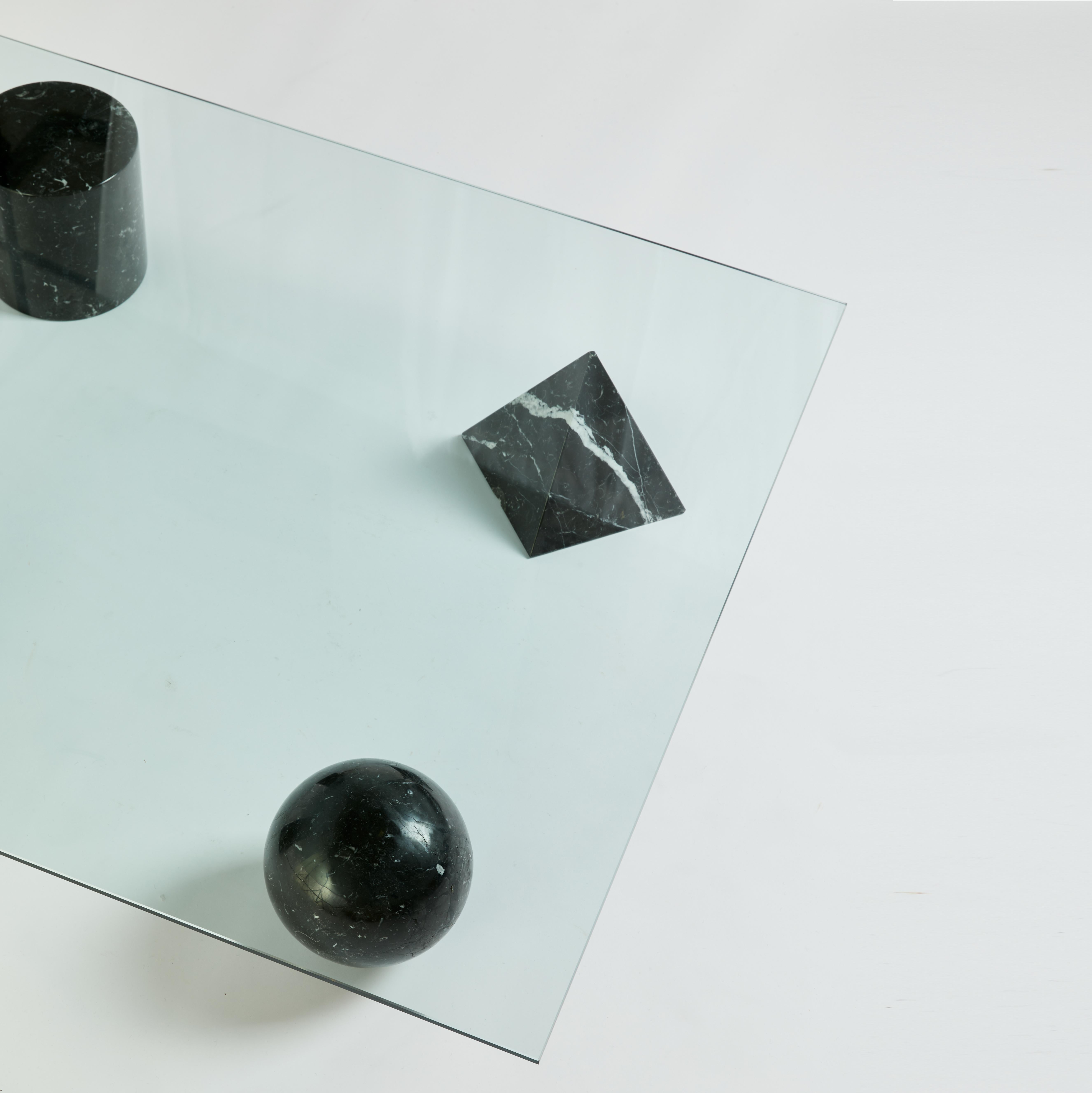 Glass Black Marble Metafora Coffee Table by Massimo & Lella Vignelli for Casigliani