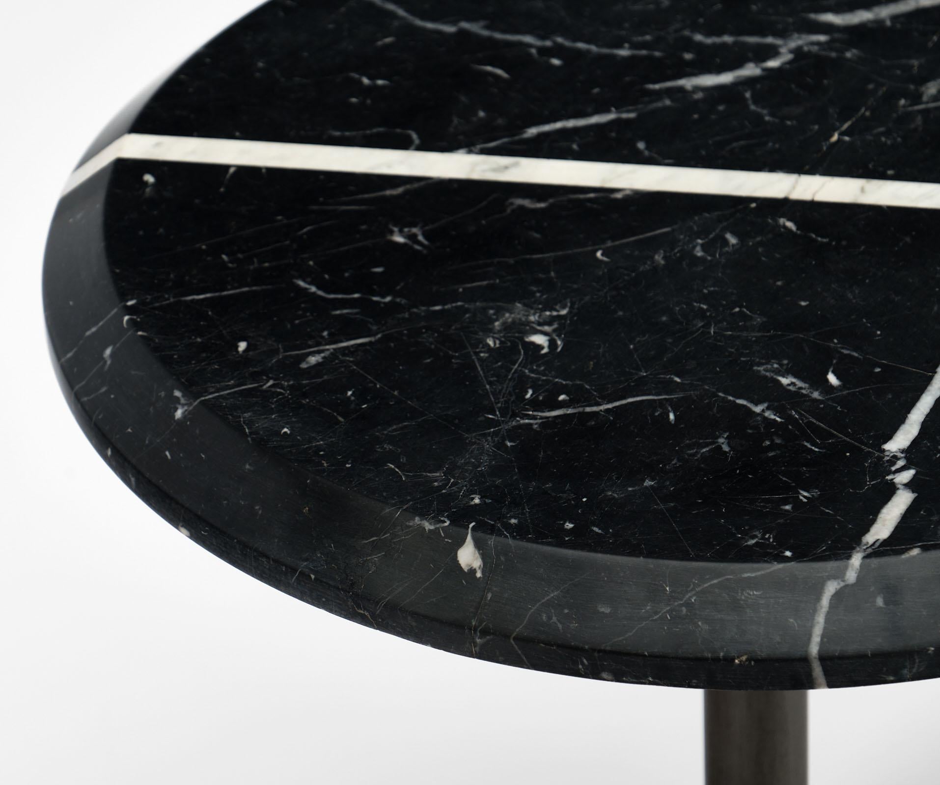 Mid-Century Modern Black Marble Modernist Side Table