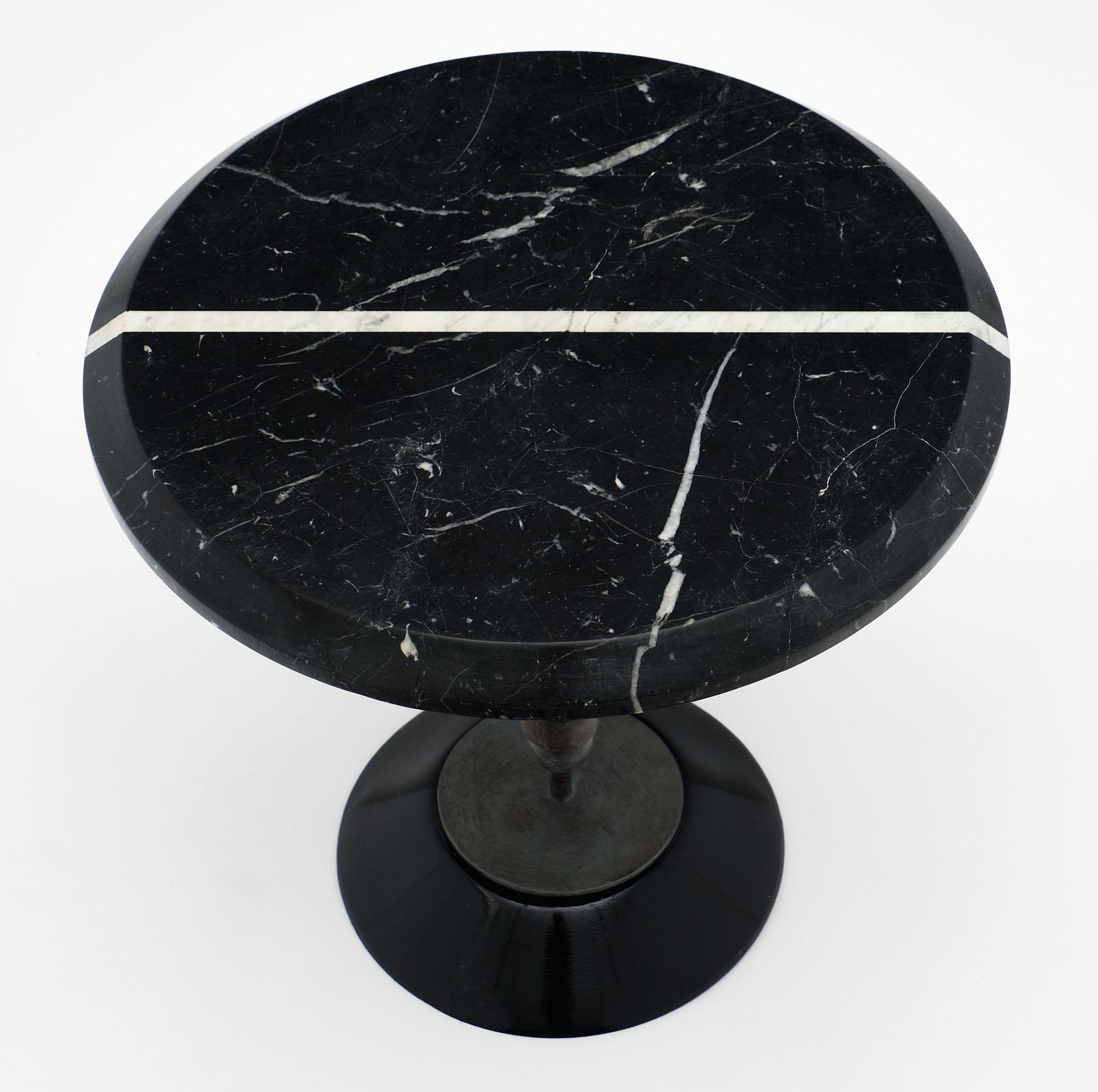 French Black Marble Modernist Side Table