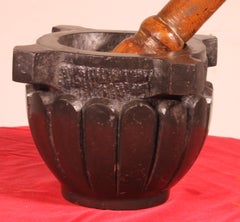 Black Marble Mortar Graved Gp 18th Century