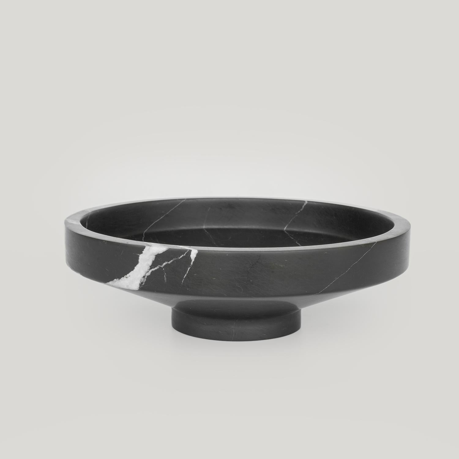 Modern Black Marble Narrow Bowl For Sale