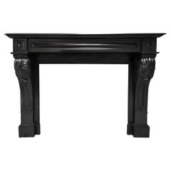 Antique Black marble Noir de Mazy fireplace 19th Century