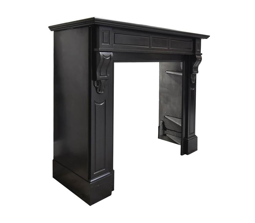 Nice black marble Noir de Mazy fireplace mantel from the 19th Century
to place around the chimney.
