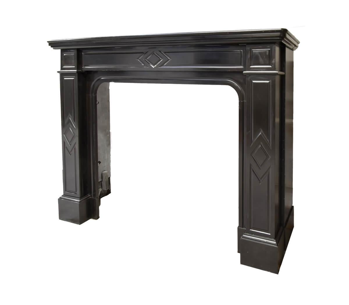 Black marble Noir de Mazy fireplace mantel 19th Century In Fair Condition For Sale In Udenhout, NL
