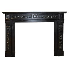 Black marble Noir de Mazy with grey/green imposed fireplace mantle 19th Century