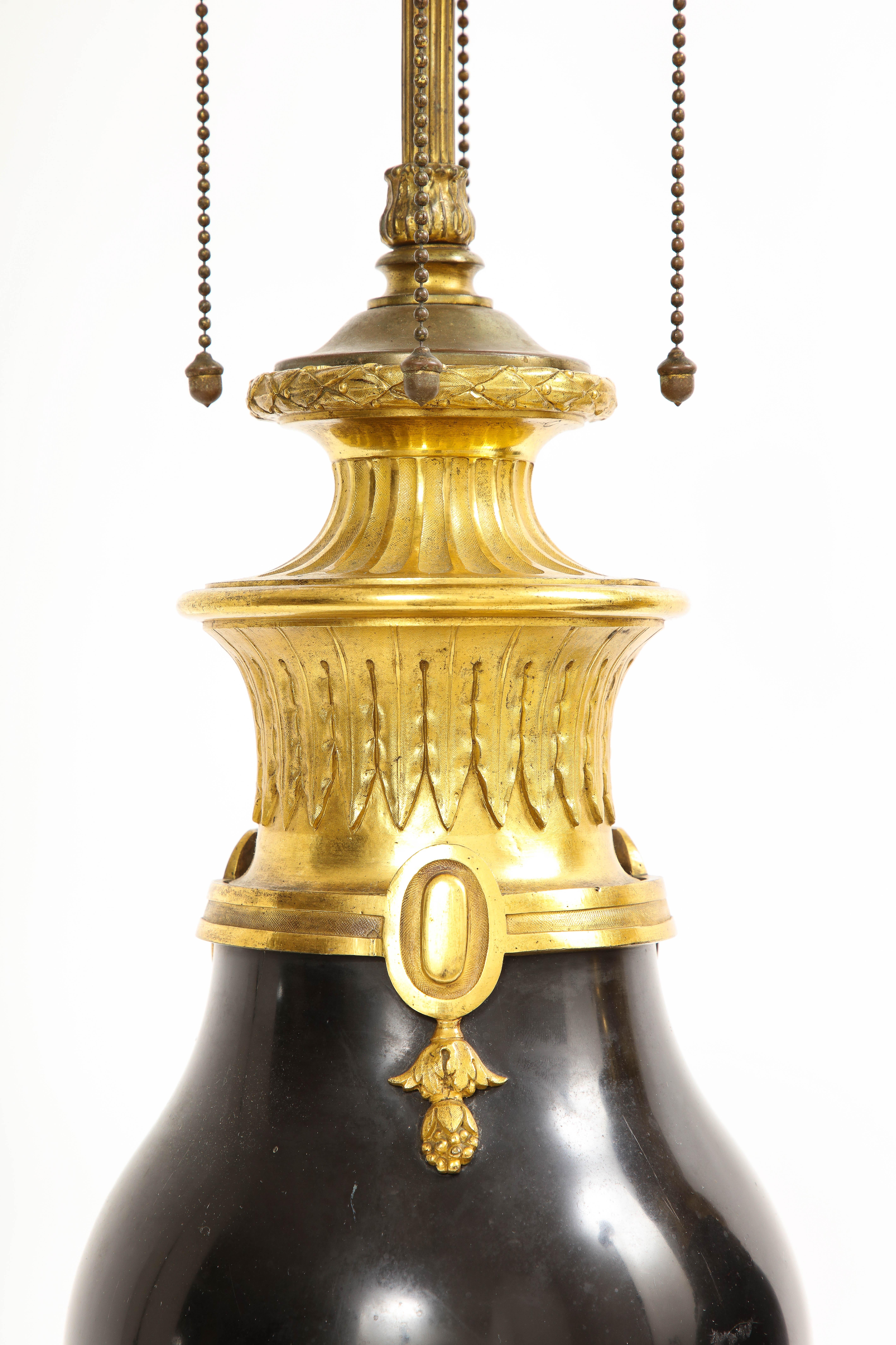 Black Marble Ormolu Mounted Caldwell Lamps, 1800s For Sale 3