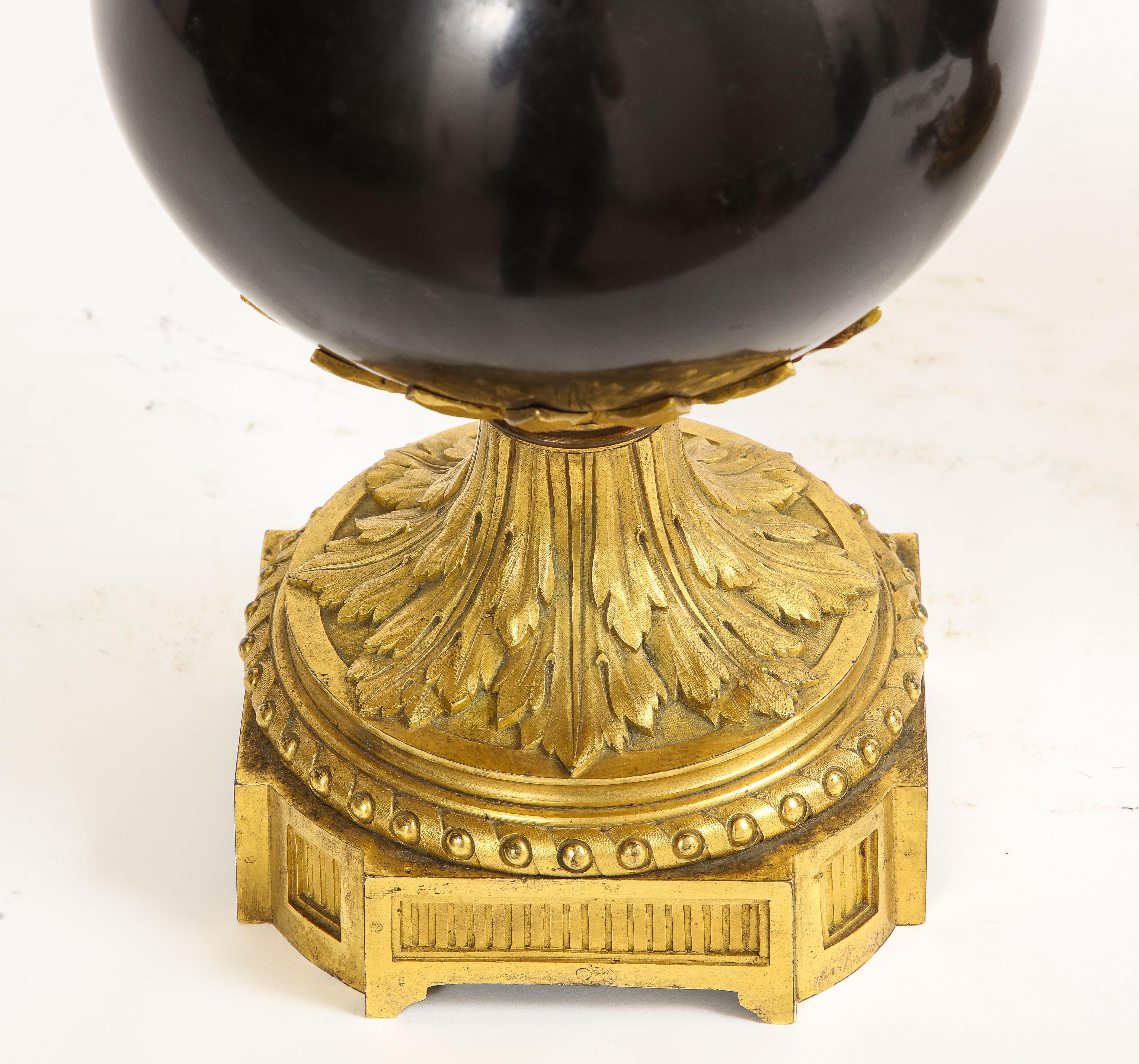 Black Marble Ormolu Mounted Caldwell Lamps, 1800s For Sale 6
