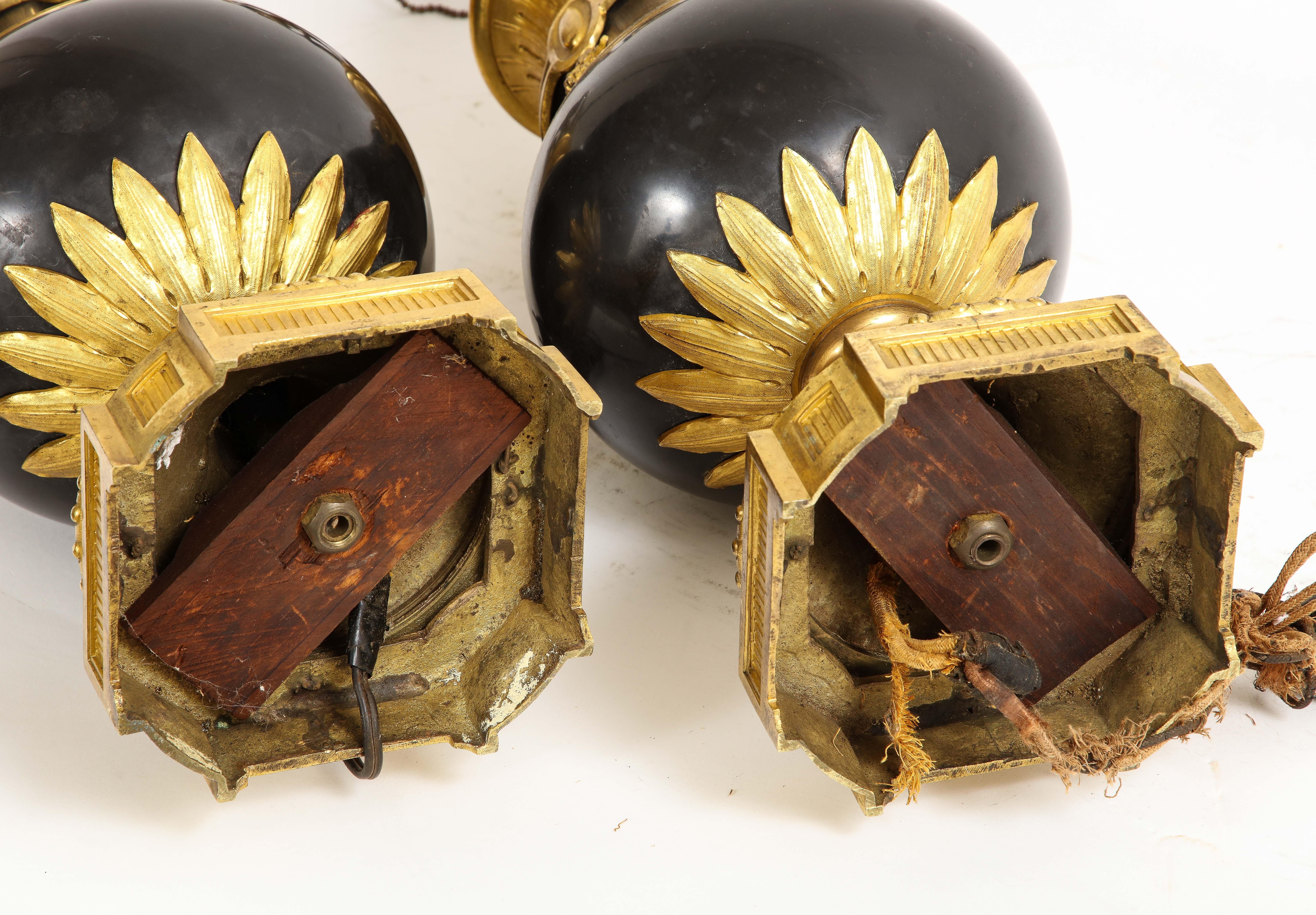 Black Marble Ormolu Mounted Caldwell Lamps, 1800s For Sale 7