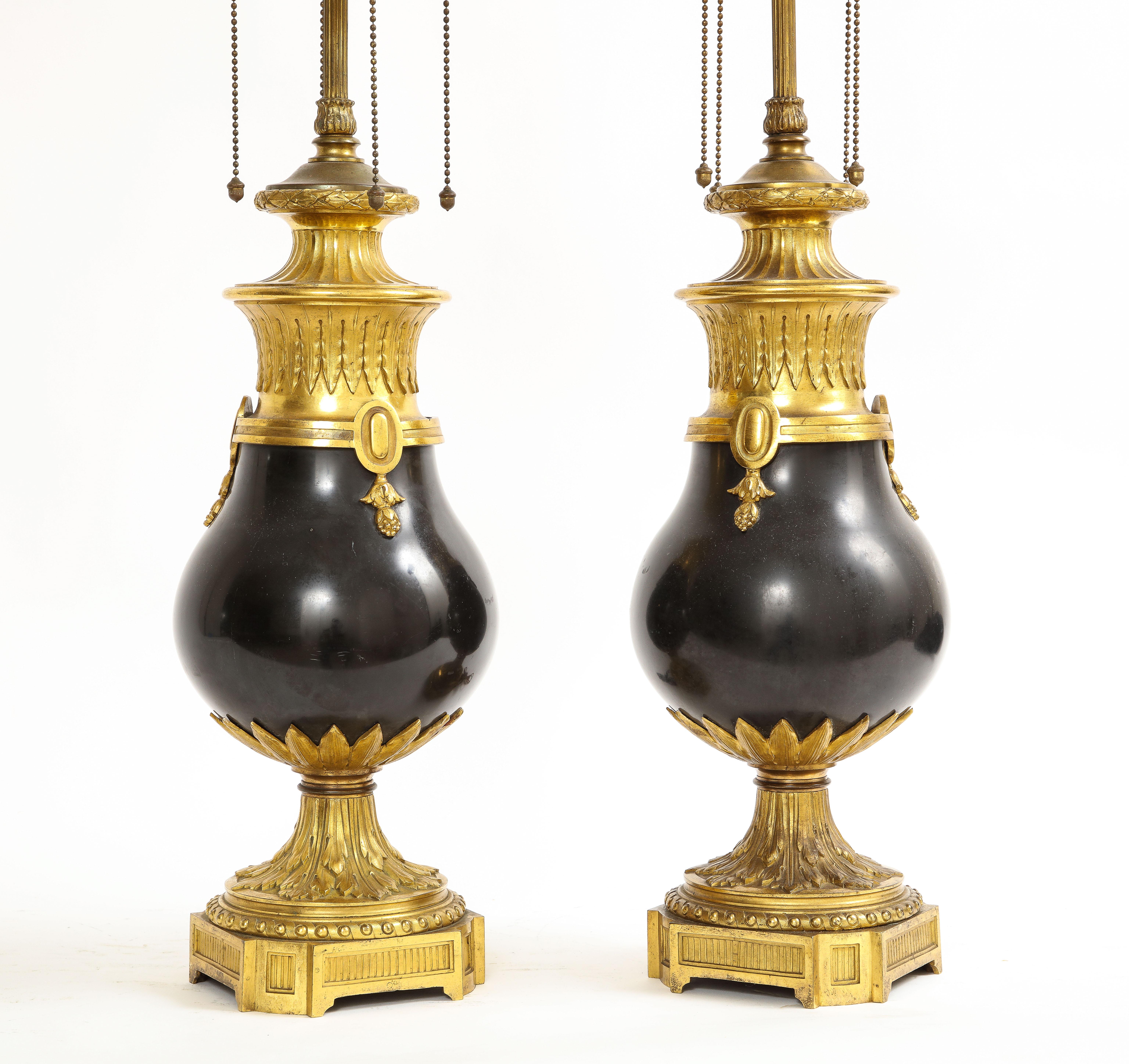 Black Marble Ormolu Mounted Caldwell Lamps, 1800s For Sale 1