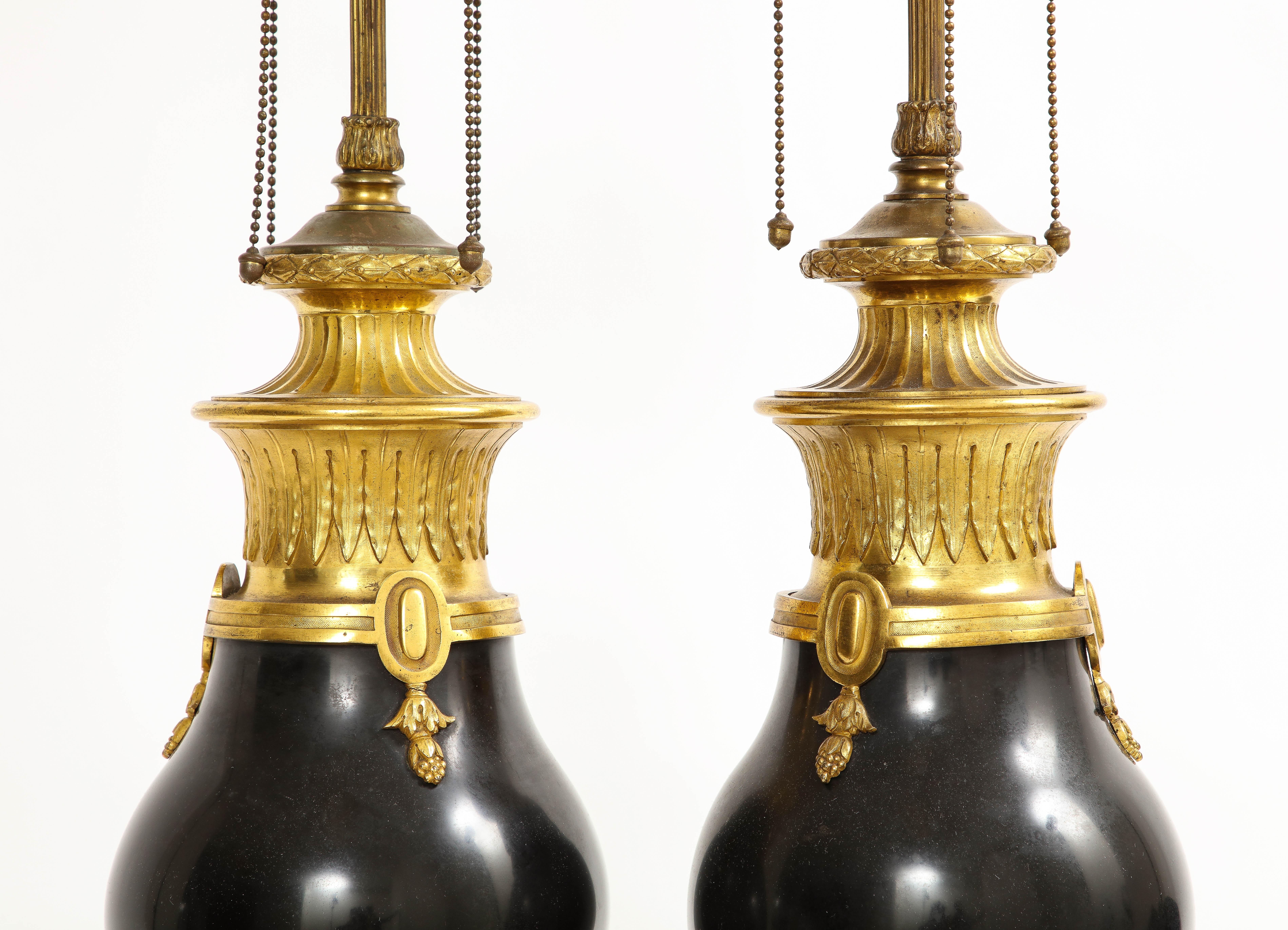 Black Marble Ormolu Mounted Caldwell Lamps, 1800s For Sale 2