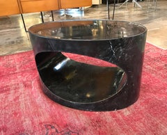 Black Marble Oval Low Italian Coffee Table, Italy