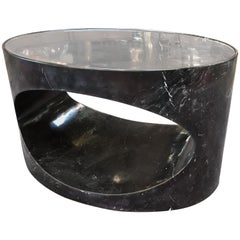 Black Marble Oval Low Italian Coffee Table, Italy