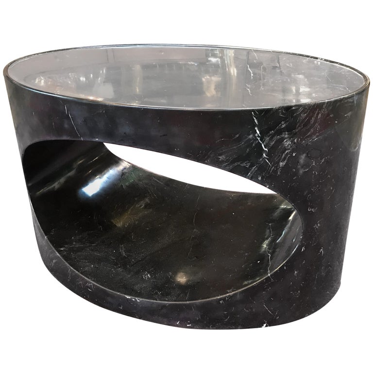 Black Marble Oval Low Italian Coffee Table, Italy at 1stDibs black marble oval coffee table