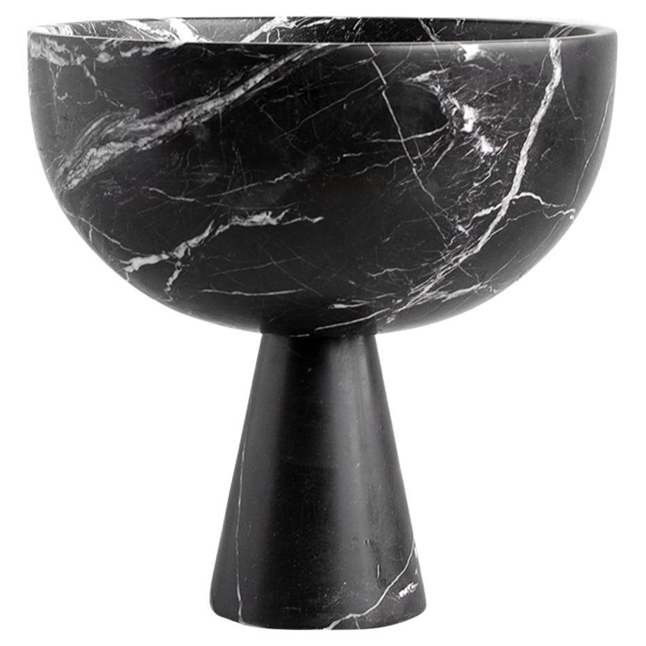 Black Marble Pedestal Bowl XL For Sale